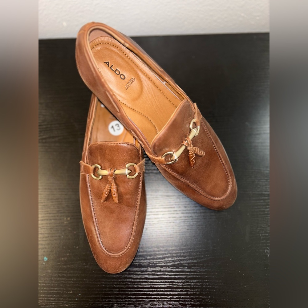 Aldo Mens Stokhid Bit Loafer In Medium Brown. Sz 13